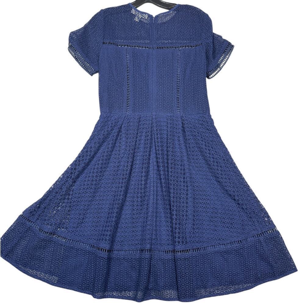 Michael Kors Navy Lace Eyelet Fit & Flare Dress – Size 4 - Picture 5 of 6